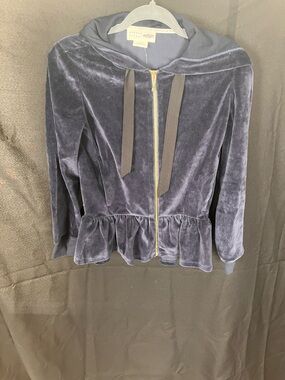 kate spade Velvet Peplum Zip Hoodie in Navy